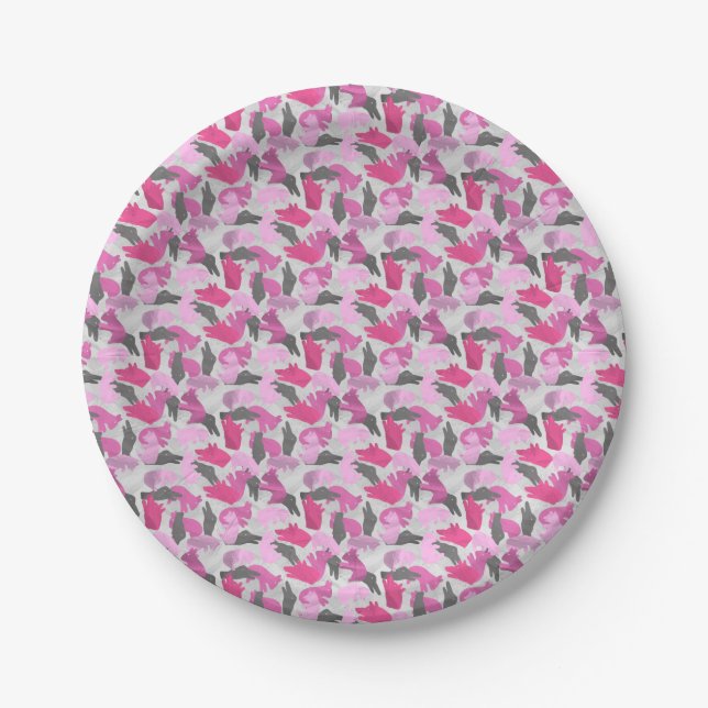 Silhouette Animal Camouflage Pink Pappteller (Vorderseite)