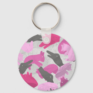 Silhouette Animal Camouflage Pink Schlüsselanhänger