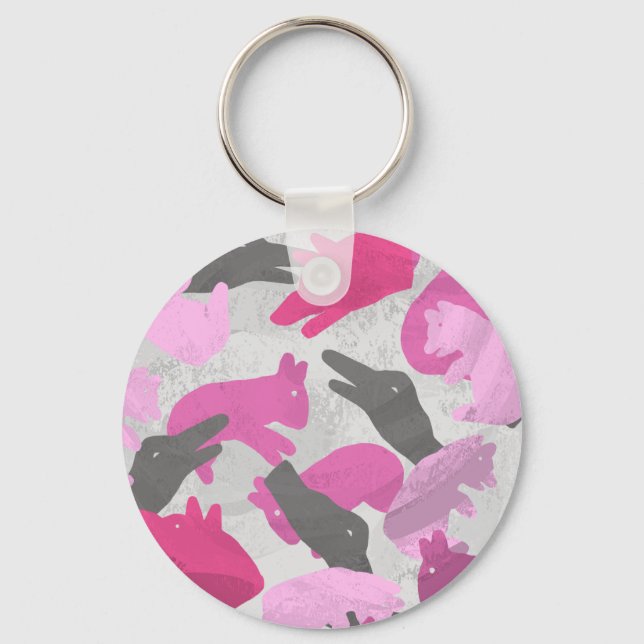 Silhouette Animal Camouflage Pink Schlüsselanhänger (Vorderseite)