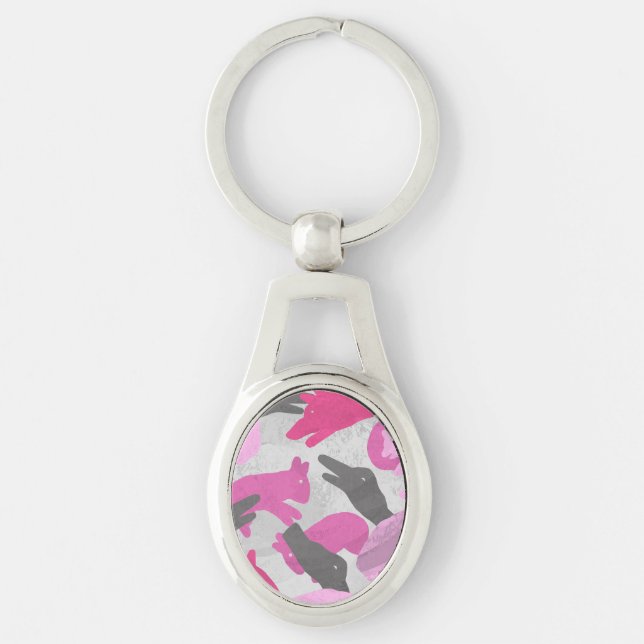 Silhouette Animal Camouflage Pink Schlüsselanhänger (Vorderseite)
