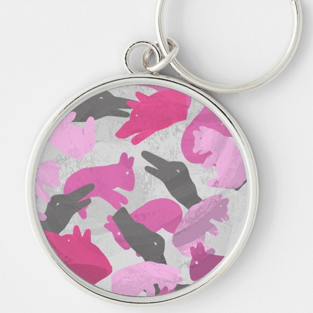 Silhouette Animal Camouflage Pink Schlüsselanhänger (Vorne)