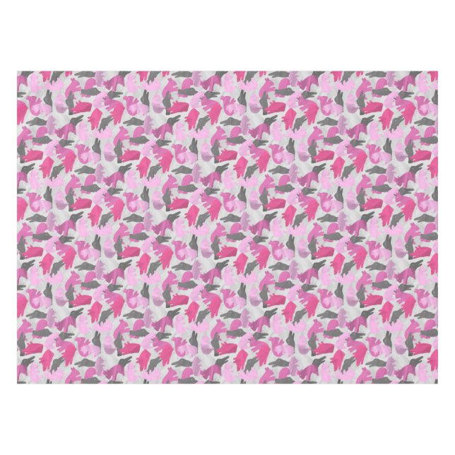 Silhouette Animal Camouflage Pink Tischdecke (Vorderseite (Horizontal))