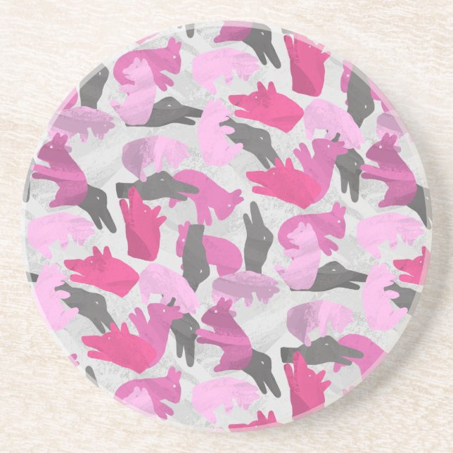 Silhouette Animal Camouflage Pink Untersetzer (Vorne)