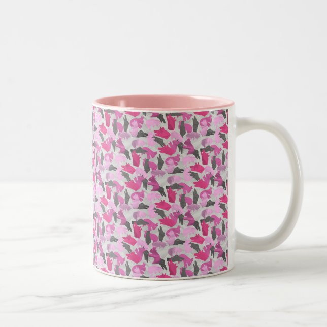 Silhouette Animal Camouflage Pink Zweifarbige Tasse (Rechts)