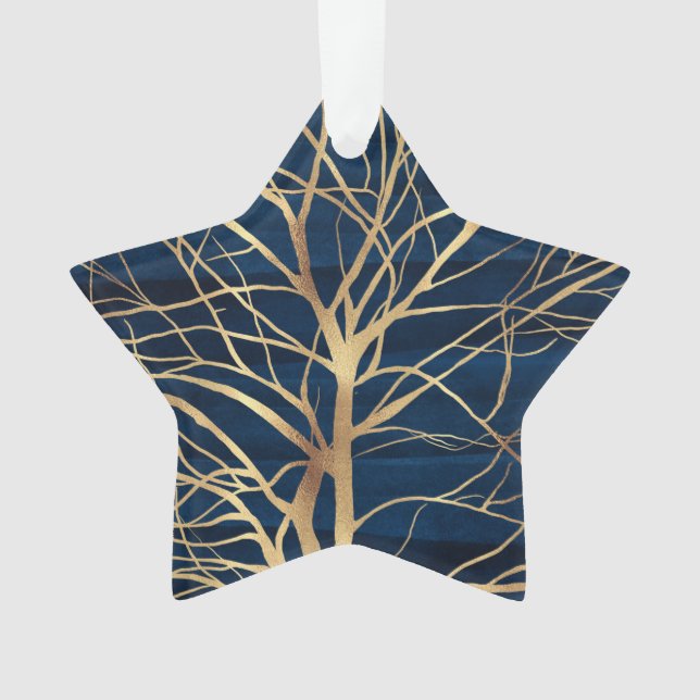 Silhouette Arbre d'Or moderne Design bleu minimal (devant)