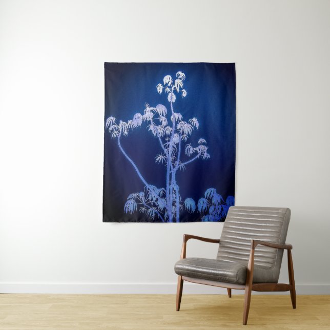 Silhouette Arbre En Tapisserie De Blues Royal (En situation)