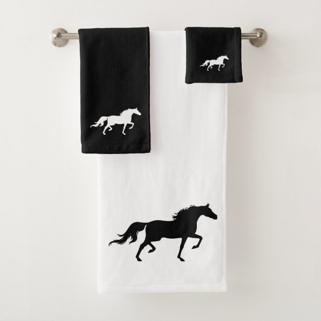 Silhouette auf Schwarz und Weiß Badhandtuch Set (Insitu)