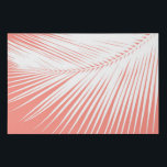 Silhouette aus Palmblättern, Weiß auf Korallenrosa Leinwandartiger Druck<br><div class="desc">Imitate,  die Leinwand in eine Silhouette aus tropischen Palmenblättern in Weiß umwickelt haben,  vor einem hellkorallenrosa Hintergrund</div>