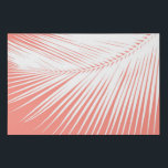 Silhouette aus Palmblättern, Weiß auf Korallenrosa Leinwandartiger Druck<br><div class="desc">Imitate,  die Leinwand in eine Silhouette aus tropischen Palmenblättern in Weiß umwickelt haben,  vor einem hellkorallenrosa Hintergrund</div>