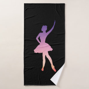 Silhouette Ballerina rosa lila Badehandtuch