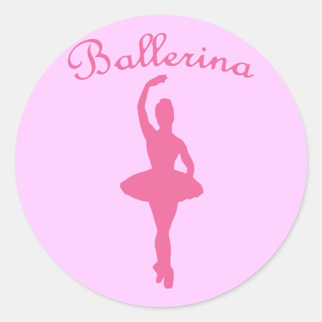 Silhouette Ballerina Runder Aufkleber (Vorderseite)