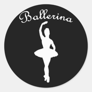 Silhouette Ballerina Runder Aufkleber