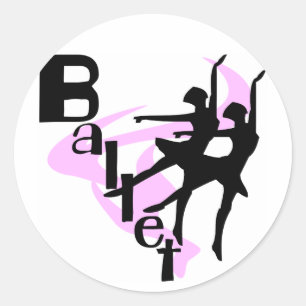 Silhouette Ballett T - Shirt und Geschenke Runder Aufkleber