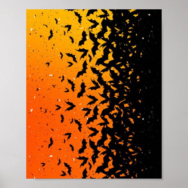 Silhouette Bats Vampire Dracula Halloween Muster Poster (Vorne)