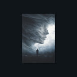 Silhouette Before Colossal Mist Face Leinwanddruck<br><div class="desc">A lone suited figure stands at the threshold of an enormous, vaporous void shaped like a gigantic human profile in profile. Thick, slow-moving mist in silver-gray and pale blue coils upward to suggest forehead, closed eye, nose, and lips on an impossible scale, while cold diffused light makes every curling tendril...</div>