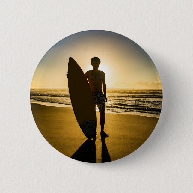 Silhouette bei Sonnenaufgang Button (Vorderseite)