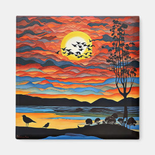 Silhouette bei Sonnenuntergang 1 Magnet