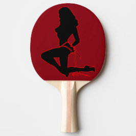 Silhouette Bikini Bachelor Party Rot Tischtennis Schläger