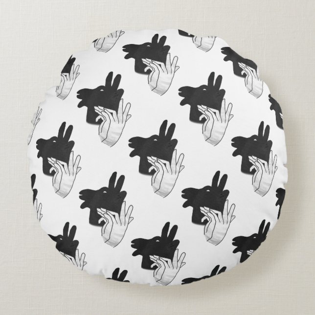 Silhouette Billy Goat Gray Rundes Kissen (Vorderseite)