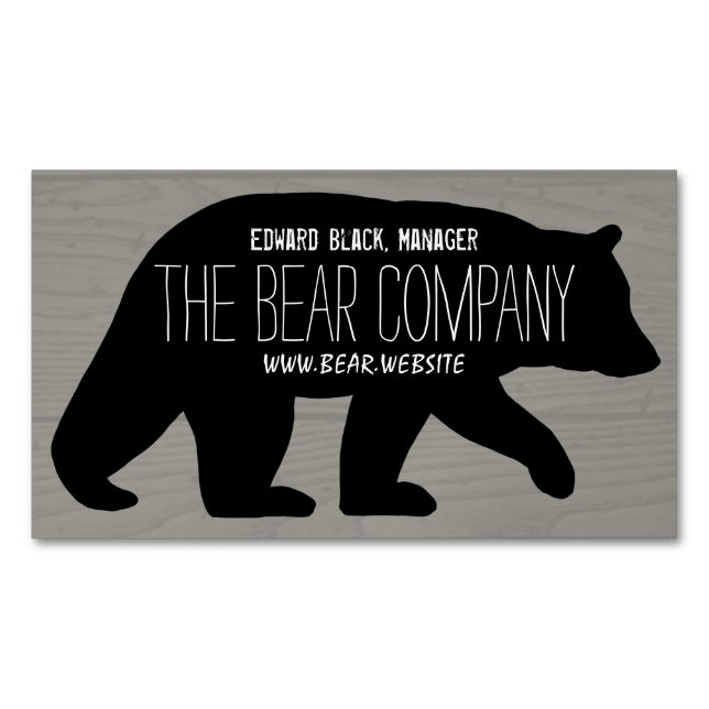 Silhouette Black Bear Land Wildlife Campingplatz Magnetische Visitenkarte (Vorderseite)