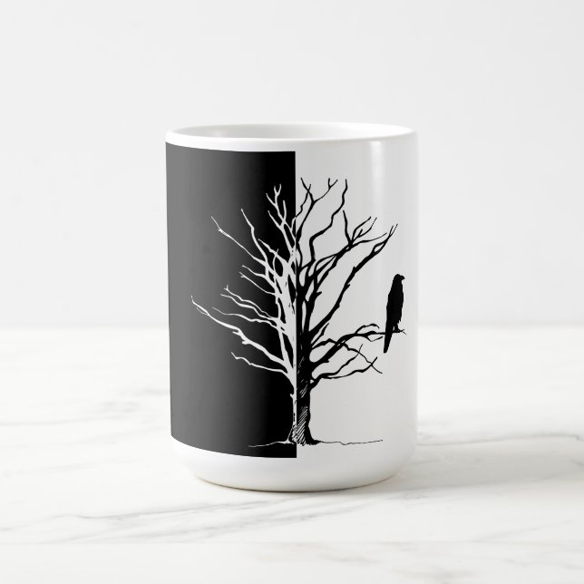 Silhouette Black Bird Raven Kaffeetasse (Mittel)