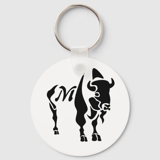 Silhouette Black Buffalo Monogram Schlüsselanhänger (Vorderseite)