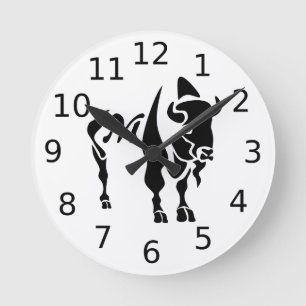 Silhouette Black Buffalo Monogramm Runde Wanduhr