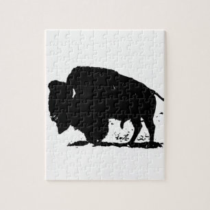 Silhouette Black & White Buffalo