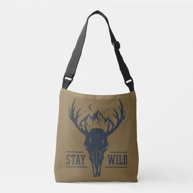 Silhouette bleibe Wild Skull Tragetaschen Mit Langen Trägern (Vorderseite)