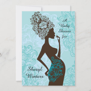 Silhouette Blue Baby Dusche Einladung