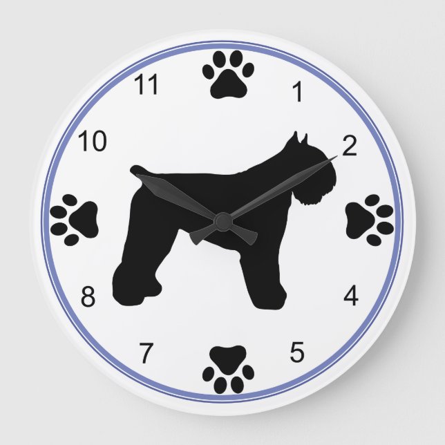 Silhouette Bouvier des Flandres Große Wanduhr (Vorderseite)