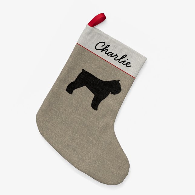 Silhouette Bouvier DES Flandres Kleiner Weihnachtsstrumpf (Vorderansicht (hängend))