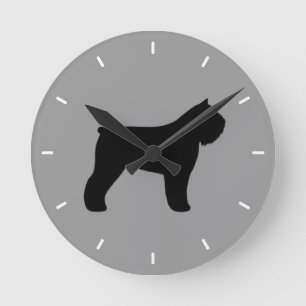 Silhouette Bouvier des Flandres Runde Wanduhr