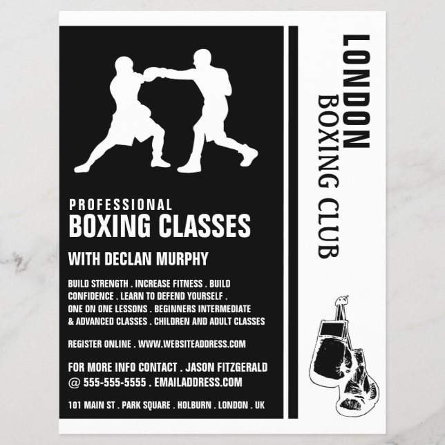 Silhouette Boxing Match, Boxing Class Advert Flyer (Vorne)