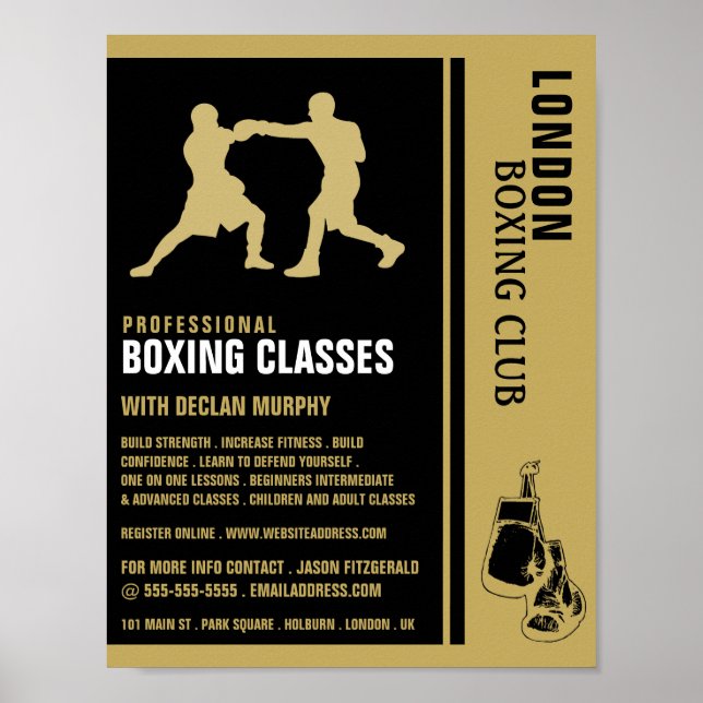 Silhouette Boxing Match, Boxing-Klassenwerbung Poster (Vorne)