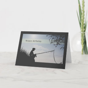 Silhouette Boy Fishing Carte d'anniversaire