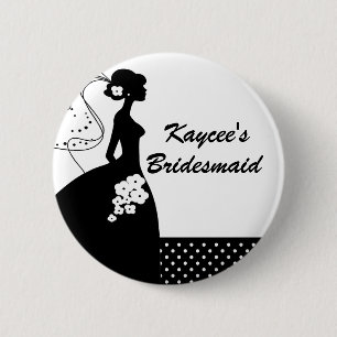 Silhouette-Braut-Brautparty-Brautjungfern-Knopf Button