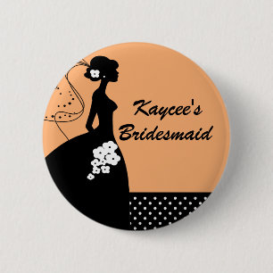 Silhouette-Braut-Brautparty-Brautjungfern-Knopf Button