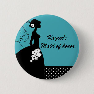 Silhouette-Braut-Brautparty-Trauzeugin-Knopf Button