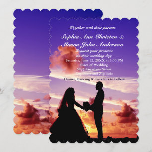 Silhouette Braut & Groom Sonnenuntergang Einladung