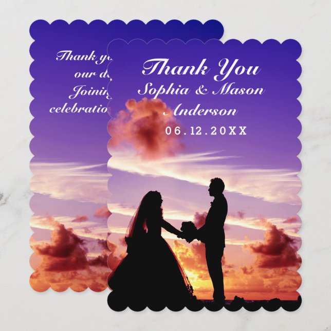 Silhouette Bride et Carte de remerciements de couc (Devant / Derrière)