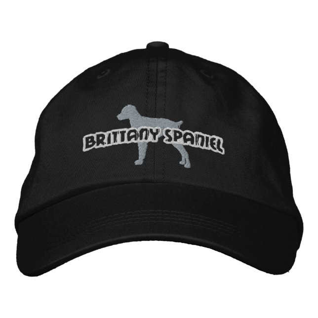 Silhouette Brittany Spaniel bestickt Hat Bestickte Baseballkappe (Vorderseite)