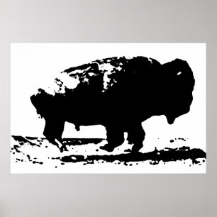 Silhouette Buffalo  Pop Art Poster