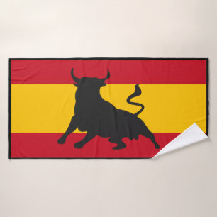 Silhouette Bull auf spanischer Flagge Badehandtuch