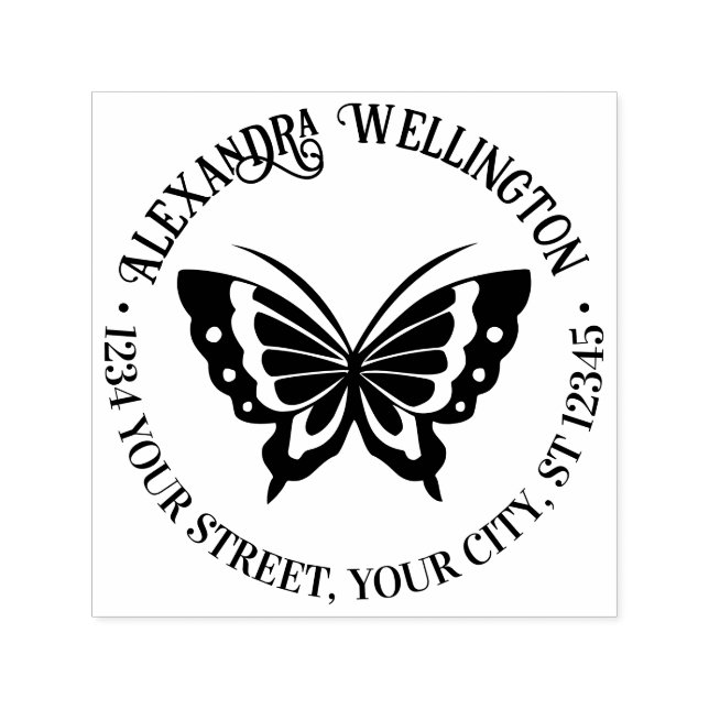 Silhouette Butterfly Runde Name Rücksendeadresse N Permastempel (Design)