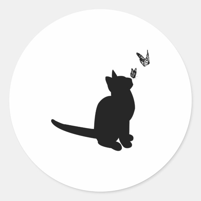 Silhouette Cat Runder Aufkleber (Vorderseite)