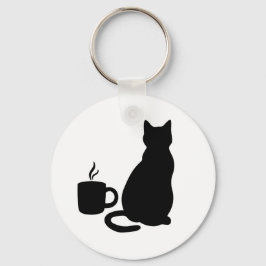 Silhouette Catful Coffee Art Design K Okchain Schlüsselanhänger