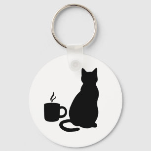 Silhouette Catful Coffee Art Design K Okchain Schlüsselanhänger