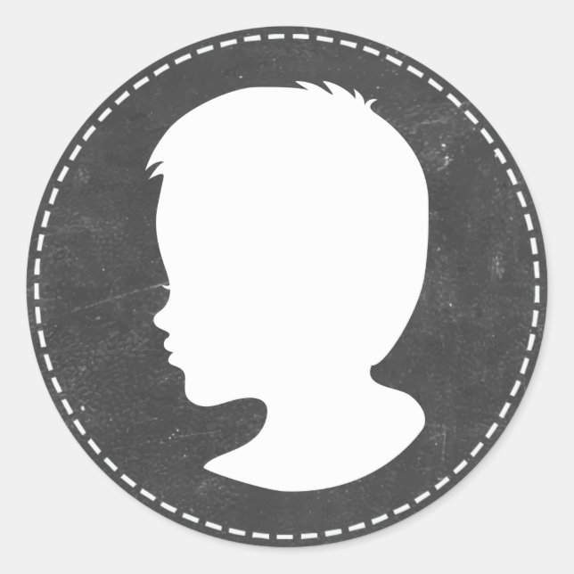 Silhouette Chalkboard Kinderdusche Favoriten Runder Aufkleber (Vorderseite)