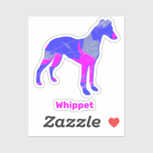 Silhouette Chien Whippet Hot Rose & Blue Sticker
